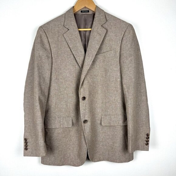 Stafford Mens Sport Coat Classic Fit Linen Blend Two Button Blazer Jacket 40R - Picture 1 of 12